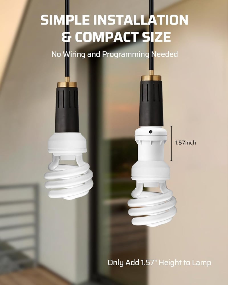 DEWENWILS Light Sensor Socket, Dusk to Dawn Sensor Socket, Light Bulb Socket for Light Fixtures, Compatible with Incandescent/CFL/LED/Halogen Bulbs, 4 Pack, ETL Listed - Image 5